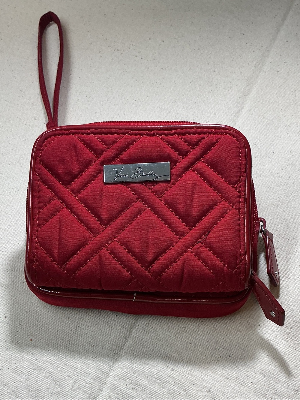 Vera Bradley Quilted Burgundy Zip-Around Wristlet